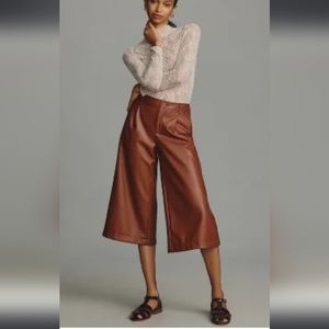 NWT By Anthropologie Faux Leather Culottes